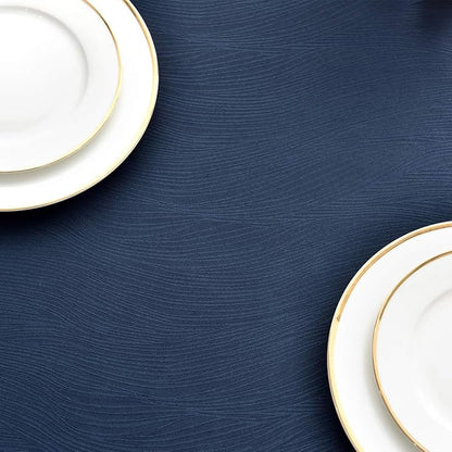 maxmill Square Table Cloth Swirl Design Water Proof Wrinkle Free Heavy Weight Soft Tablecloth Decorative Fabric Table Cover for Outdoor and Indoor Use Square 70 x 70 Inch Navy Blue