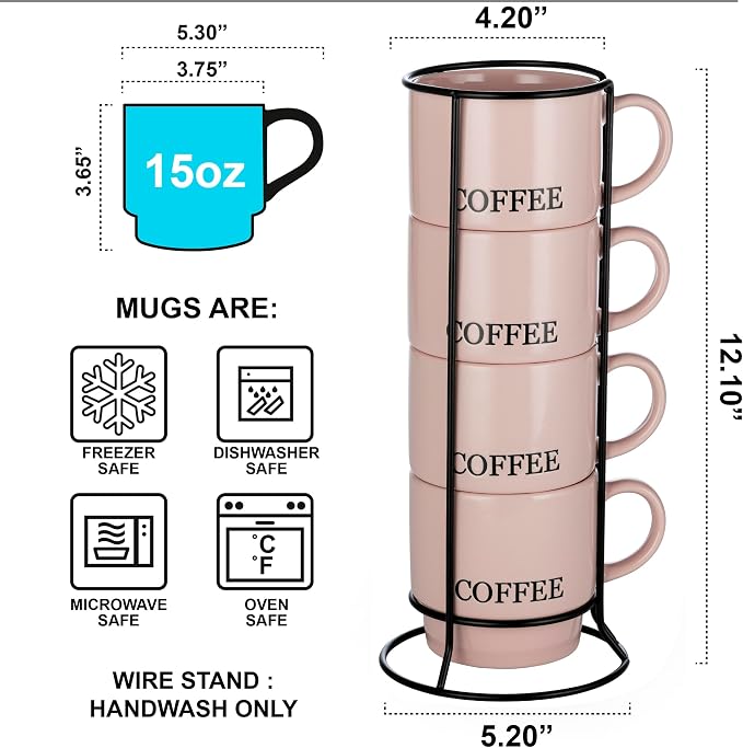 Signature Housewares Stackable Coffee Mug Tower Set - Image 2