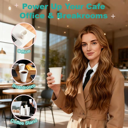 8 oz 400 Pack Disposable Coffee Cups, Bulk White Disposable Paper Cups - Image 7