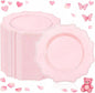 COLOSUS 60pcs Pink Plastic Dessert Plates - 7.5 Inch- Heavy Duty Disposable Plastic Appetizer/Salad/Cake Plates for Party Wedding and Everyday Use,Valentine's Day