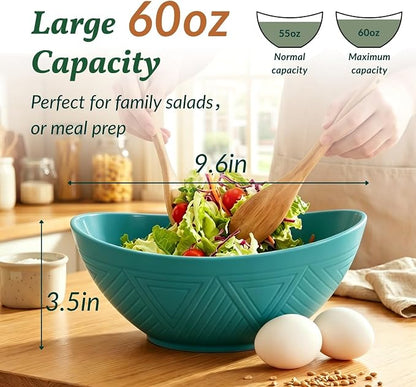 Salad Bowls 6 PCS Wheat Straw Bowls - 60oz Large Serving Bowl - Microwave and - Image 2