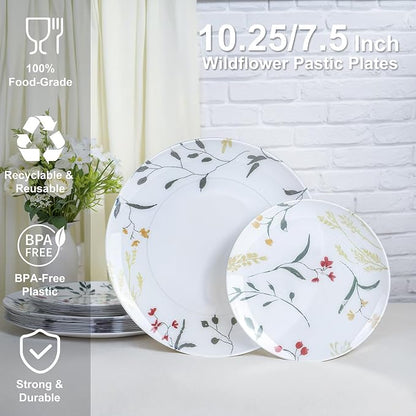 U-QE 20Pcs Wildflower Plastic Plates - Image 2