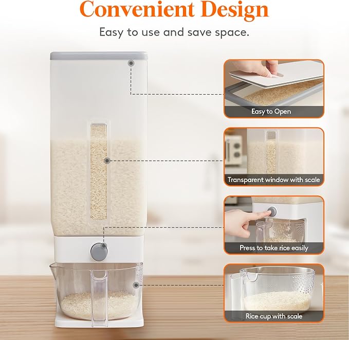 Lifewit Rice Dispenser 25 Lbs, Airtight Storage - Image 4