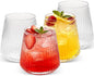 Goodluck 36 Pack 12oz Stemless Plastic Wine Glasses – Clear Ribbed Cups | by GoodLuck