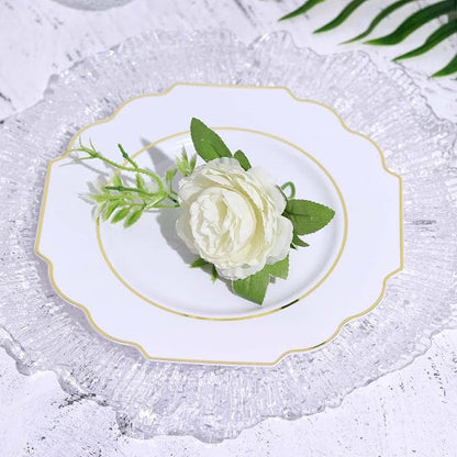 White Hard Plastic Dessert Plates, 50 Pack 8" Disposable Round Baroque Plates - Image 8