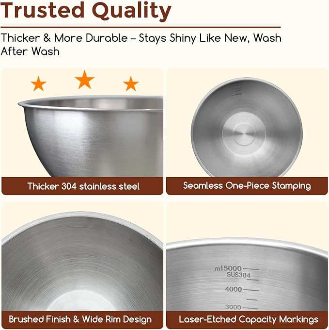 Gronivex Stainless Steel Mixing Bowls Set, 2-Piece | Food-Grade Metal, - Image 3