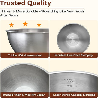 Gronivex Stainless Steel Mixing Bowls Set, 2-Piece | Food-Grade Metal, - Image 3