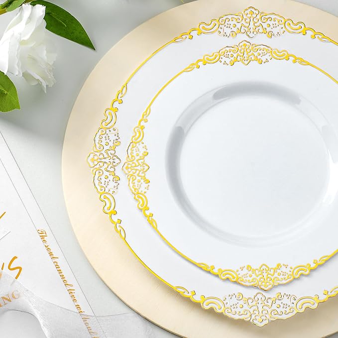 Bestluck 525PCS Gold Disposable Dinnerware - Image 2