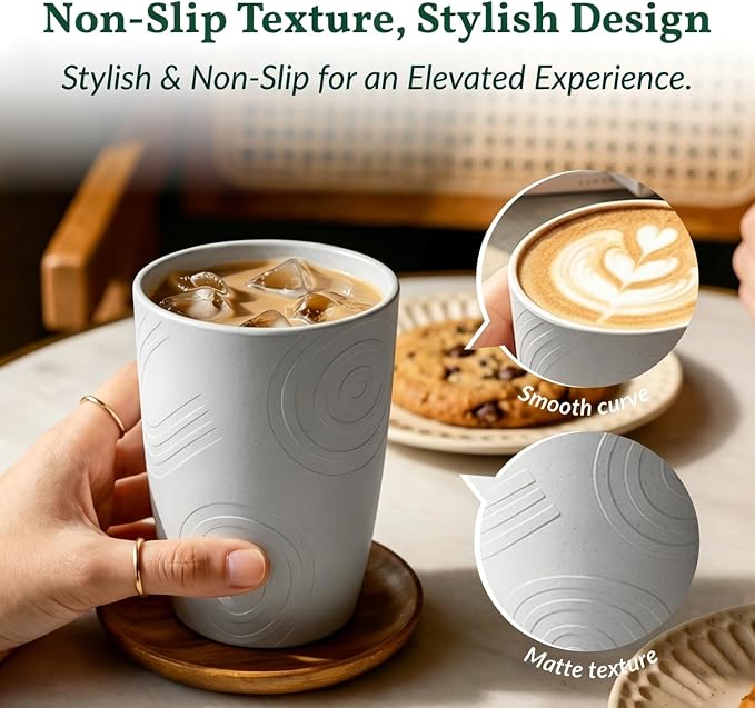 Homienly Drinking Glasses 16oz Wheat Straw Cups-Stackable and Reusable Cups - Image 2