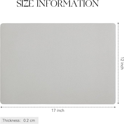 MOSAYT Vinyl Placemats Set of 4, Heat Resistant Place Mats 100% Waterproof Washable & Wipeable Faux Leather Reversible Table Mats for Kitchen Dining Party Indoor Outdoor, 12" x 17", Light Grey