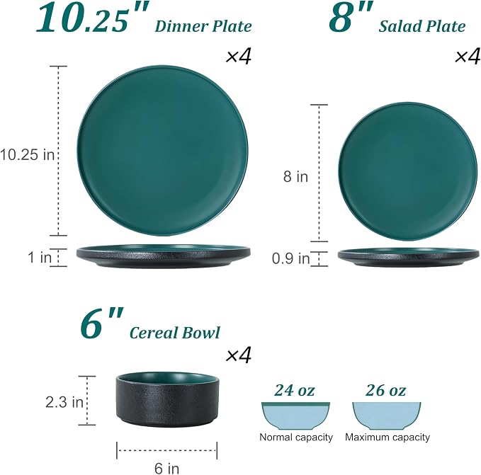 12 Piece Ceramic Plates and Bowls Sets - Image 3
