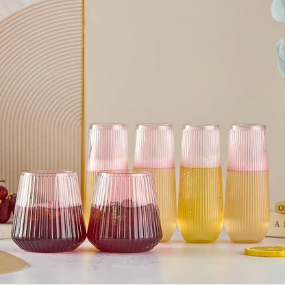 Lueumxc 56 Pack Plastic Wine Glasses Disposable Ribbed Champagne Flutes - Image 9