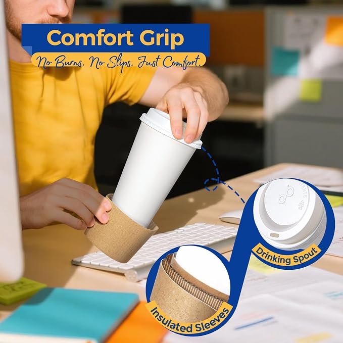 Fit Meal Prep 100 Pack 16 oz Disposable Coffee Cups - Image 4