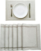 Placemats Set of 4, Set of 6 for Dining Table, Placemats with Hollow Edge Table Cloth Set, Table Mats for Dining Table 12"x18" Off-White