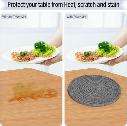 8" Trivets Set for Hot Dishes, 4 Heat Resistant Pot Holders Kitchen Counter, Table, Home Essentials, Anti Stain Hot Pads Plate Mats for Hot pots and Pans
