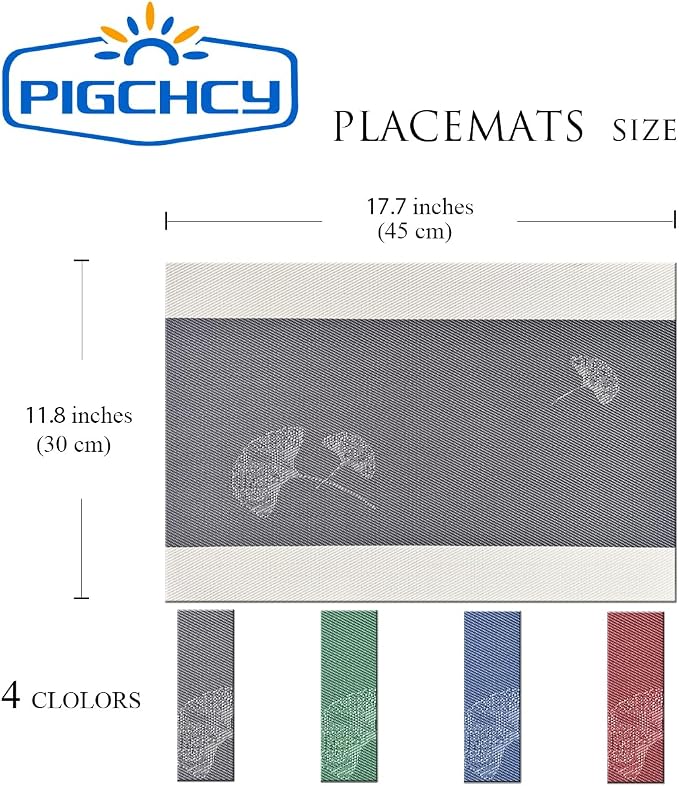 PIGCHCY Ginkgo Placemats Set of 4, Non-Slip Placemats Easy to Wipe Clean - Image 2