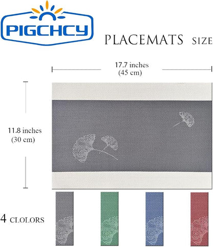 PIGCHCY Ginkgo Placemats Set of 4, Non-Slip Placemats Easy to Wipe Clean - Image 2