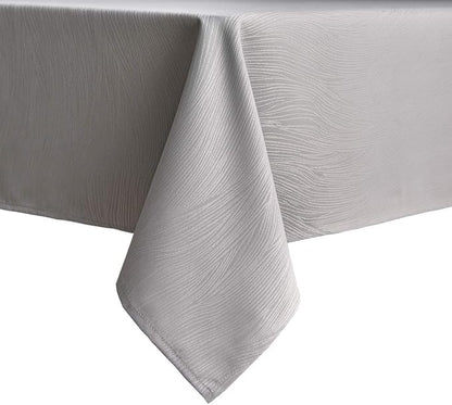 maxmill Jacquard Table Cloth Swirl Pattern Spillproof Wrinkle Resistant Heavy Weight Soft Tablecloth for Kitchen Dinning Tabletop Decoration Outdoor Picnic Rectangle 52 x 70 Inch Light Grey