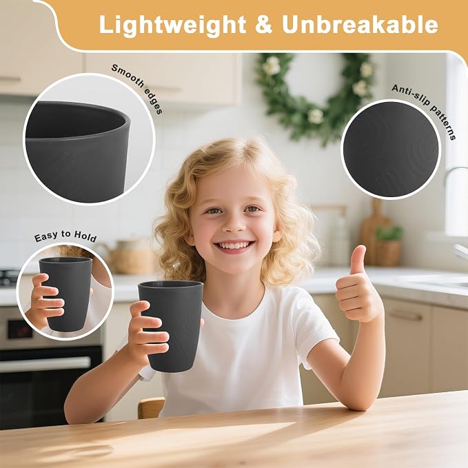 Wheat Straw Cups Sets of 6, Plastic Cups Reusable, Drinking Cup - Image 4