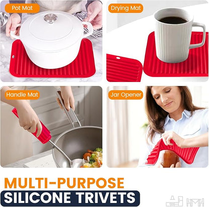 Silicone Trivet Mats 4 Heat Resistant Pot Holders Multipurpose Non-Slip Hot Pads - Image 3