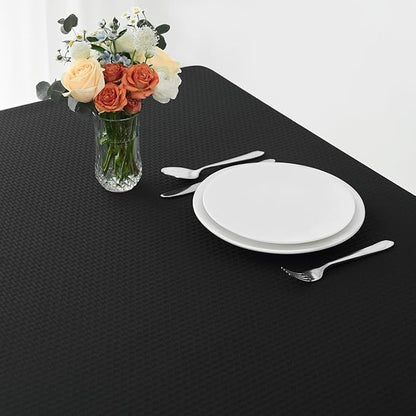 maxmill Square Tablecloth Water Resistance Antiwrinkle Spill Proof Weaved Texture Table Cloth, Decorative Fabric Table Cover for Banquet Parties Event Holiday Dinner, 70 x 70 Inch, Black