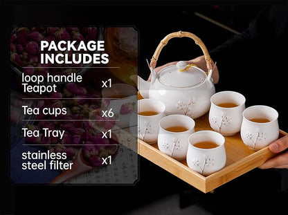 Japanese Tea Set, 6 Tea cups, 1 Tea Tray, Asian tea sets - Image 6