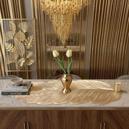 FAVE Gold Small Table Runner 36 Inch Dresser Vinyl Runner | Heat Resistant - Image 4