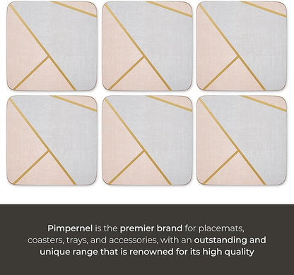 Pimpernel Urban Chic Collection Coasters | Set of 6 | Cork Backed Board | Heat and Stain Resistant | Drinks Coaster for Tabletop Protection | Measures 4” x 4”