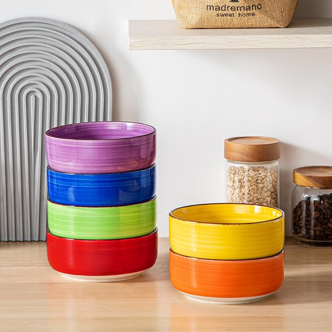 vancasso Bonita Cereal Bowls Set of 6, 24 OZ Ceramic Bowls - Image 6