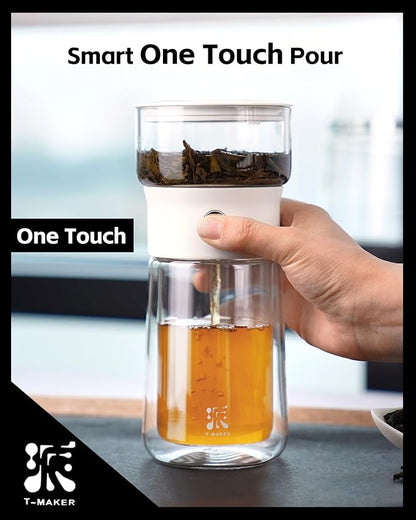 ZENS Modern Glass Infuser Pot, One Touch Tea Maker - Image 3