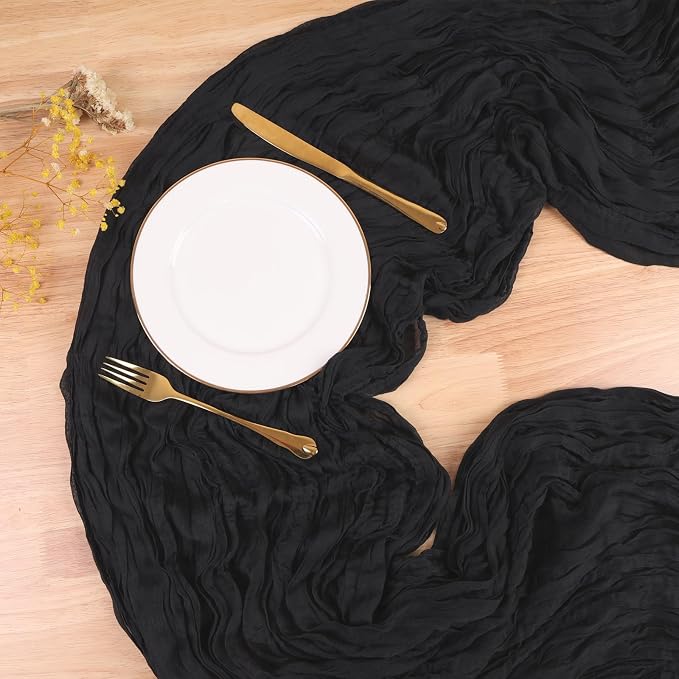 Black Cheesecloth Table Runner 13.3FT Cheese Cloth Boho Table Runner Fall - Image 4