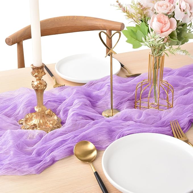 Lilac Cheesecloth Table Runner Cheese Cloth Wedding Birthday Party Decor | 10Ft - Image 5