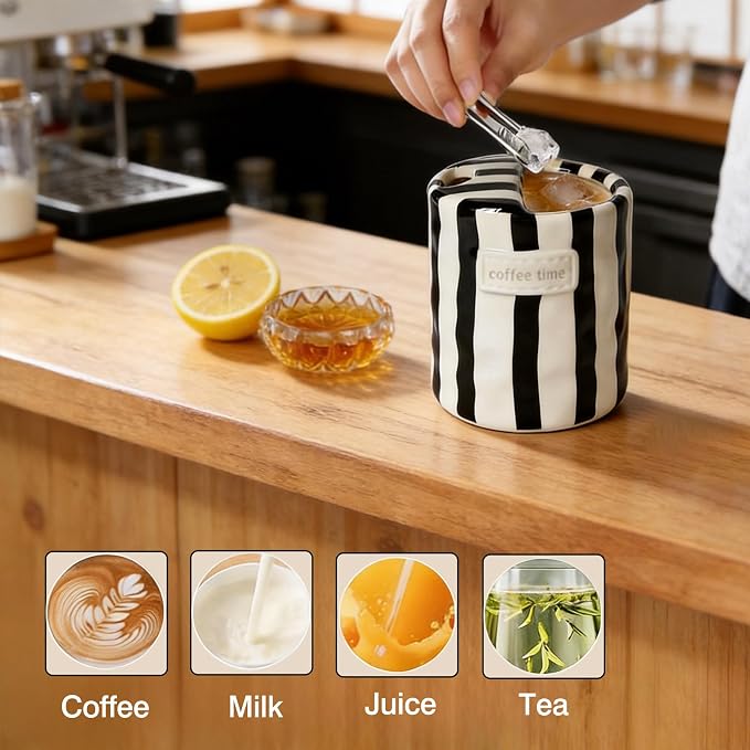 Ceramic Coffee Mugs 10 oz Retro Striped Coffee Mug No Handle - Image 4