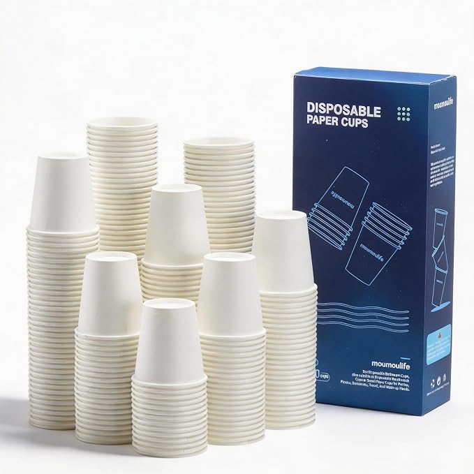MOUMOULIFE Disposable Paper Coffee Cups 3 oz 1000 Count, Bathroom Cups by moumoulife