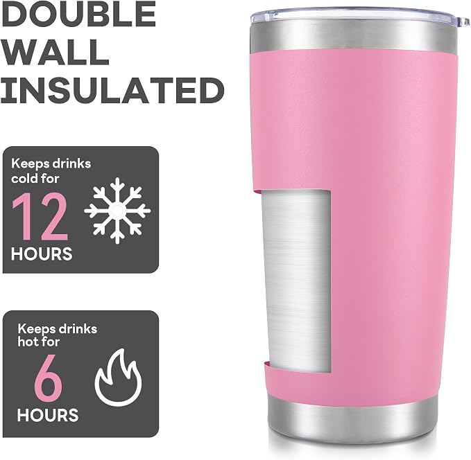 20 oz Tumbler with Lid Stainless Steel Insulated Tumblers Cups Travel Mug | - Image 3