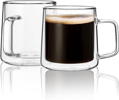 CNGLASS 10oz Glass Coffee Mugs, Double Wall Insulated Glass Mugs by CNGLASS