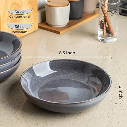 AmorArc 8.5'' Large Pasta Bowls, 36oz Stoneware Pasta Serving Bowls Set of 4 - Image 2
