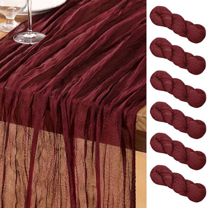 DeZerlor Burgundy Cheesecloth Table Runners 6 Pack Christmas Runners | by DeZerlor