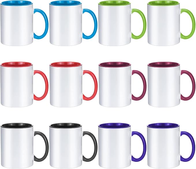 TANGLONG 12PCS Sublimation Mugs-6 Assorted Colors 11oz ceramic cup by TANGLONG