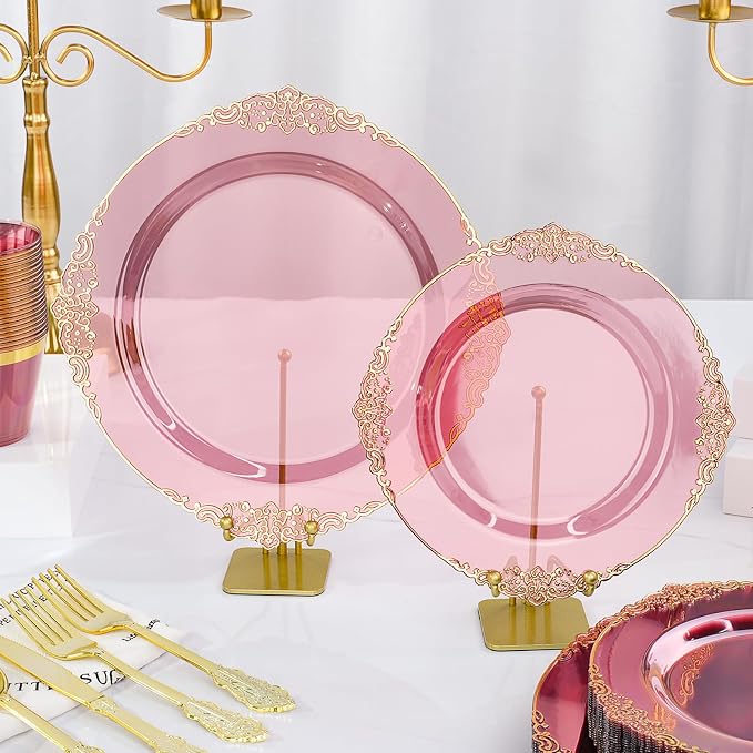 Bestluck 175PCS Burgundy Disposable Dinnerware - Image 4