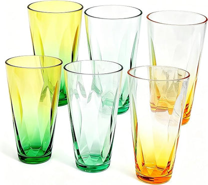 20oz Plastic Reusable Drinking Glasses 6PCS, Vibrant Tumblers by WowProLiv