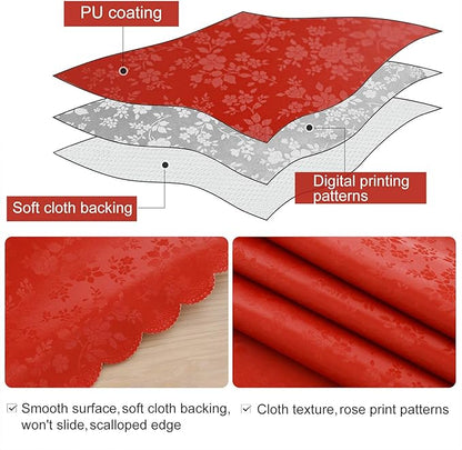 Smiry Rectangle Table Cloth, Waterproof Heavy Duty Vinyl Tablecloths, Wipeable Washable Table Cover for Kitchen and Dining Room (Red, 70" X 108")