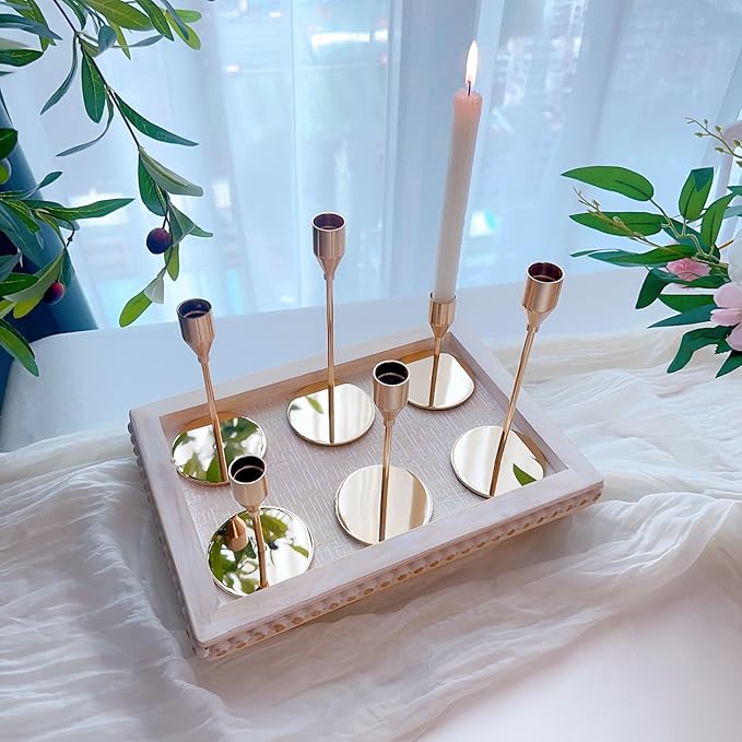 French Gold Taper Candle Holders for Wedding Table Centerpiece,Tall Taper Candlestick Holders Bulk Set of 15,Metal Candle Stick Holders for Dinning or Mantel Centerpiece,Party Home Decor