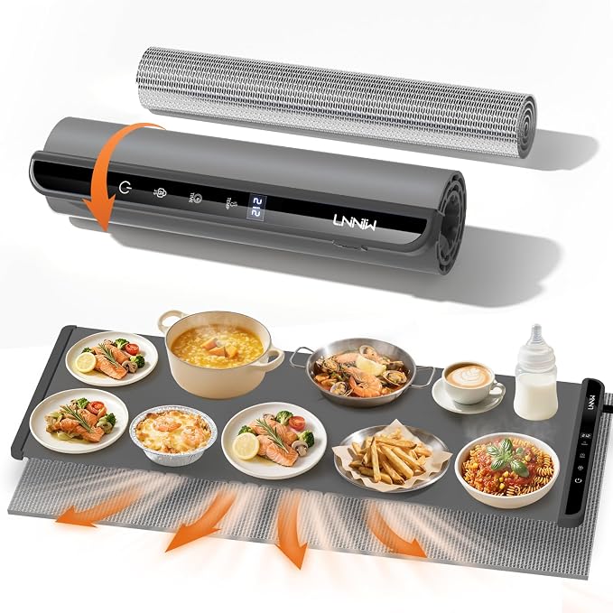 Warming Mat for Food, 46x15 Inch, Dark Grey, Fast Heat, Child Lock | Includes by Unknown