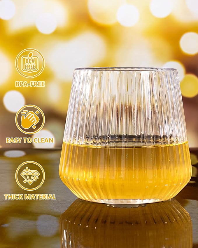 YOUBET 40Pack Plastic Ribbed Wine Glasses - Image 7