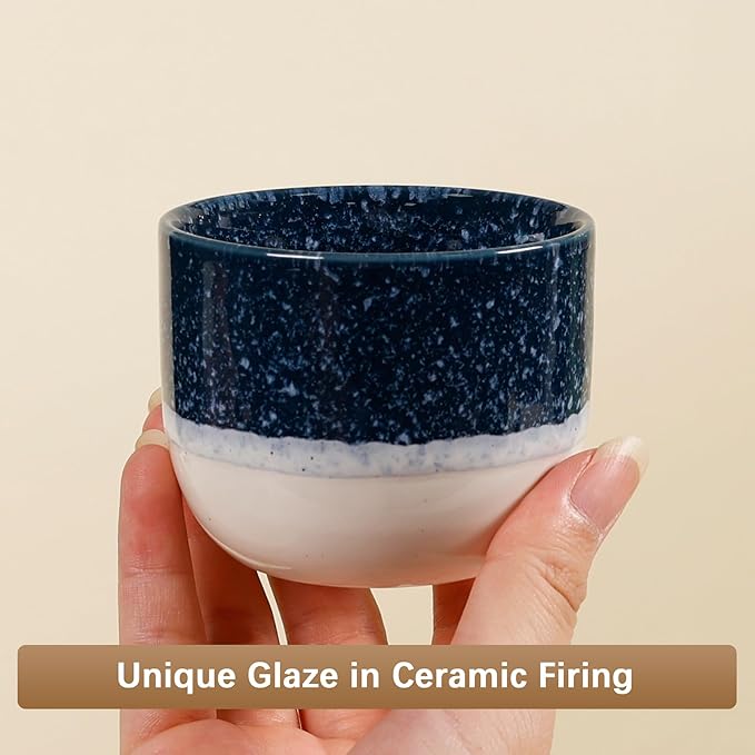 Ceramic Espresso Cups Set of 4, Double Walled Espresso Coffee Mugs - Image 5
