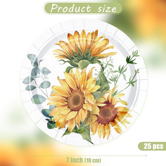 WRAPAHOLIC 25Pcs Sunflower Paper Plates - Image 2