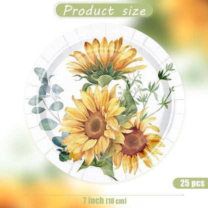 WRAPAHOLIC 25Pcs Sunflower Paper Plates - Image 2
