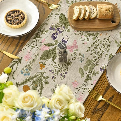 Artoid Mode Wood Wild Flowers Floral Spring Table Runner, Seasonal Summer - Image 4