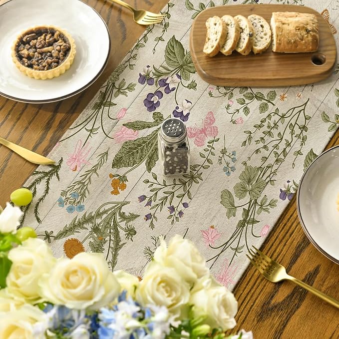 Artoid Mode Wood Wild Flowers Floral Spring Table Runner, Seasonal Summer - Image 4